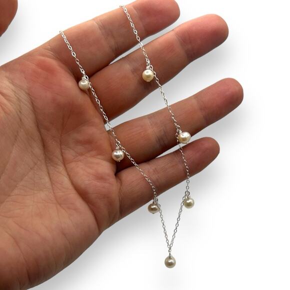 NWT Macy's Cultured Freshwater Pearl Dangle Necklace Sterling silver Drop NEW - Picture 10 of 10